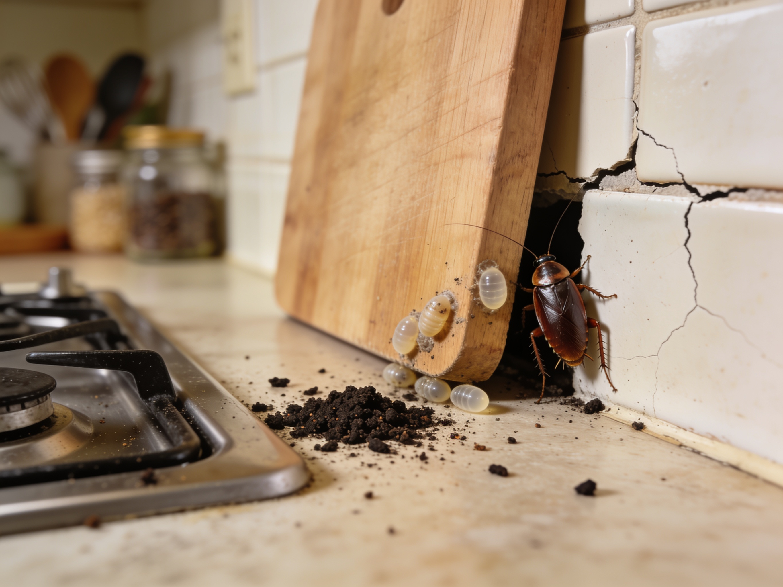 Signs of German Cockroach Infestation in Pharr Kitchens